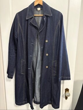 Vintage Dark Denim Trench Coat